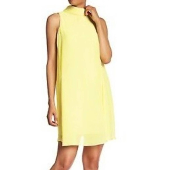 Eliza J Mock Neck Sheer Layer Shift Dress 6